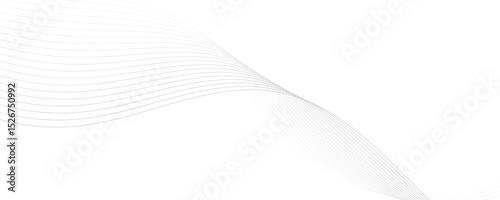 Gray wave curve lines abstract background with flowing particles. Digital energy waves technology concept. Modern backdrop design for business, presentation, banner.