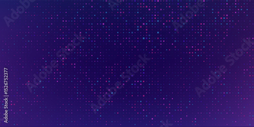 Purple abstract pixel texture bg video screen. Tv pattern background with square noise effect. Futuristic broadcast neon gradient banner for television.