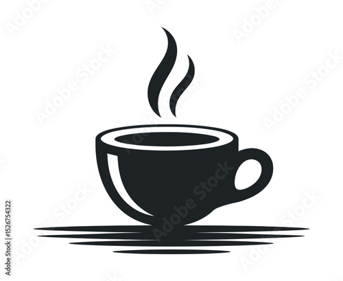 Simple Black and White Coffee Cup Illustration with Steam Ideal for Cafe Logos Menus and Drink Related Designs and Promotional Materials