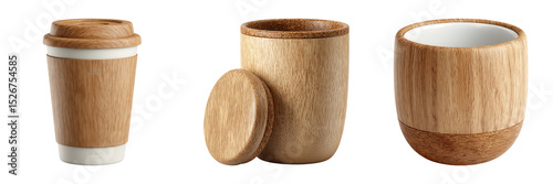Minimalist Eco-Friendly Reusable Oak Wood Cup Set for Sustainable Living © monta