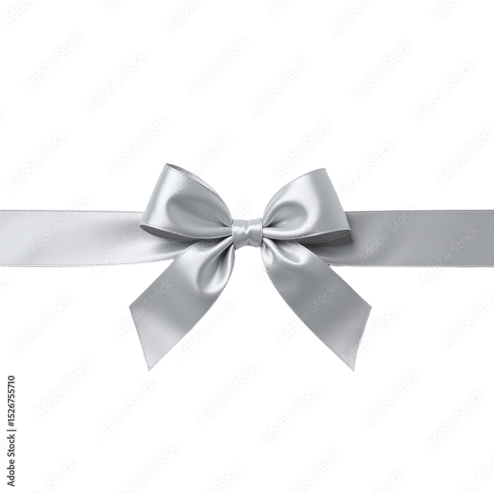 Naklejka premium Elegant silver ribbon bow on black. Perfect for gift wrapping, cards, banners, and festive designs. Ideal for commercial use in various projects.