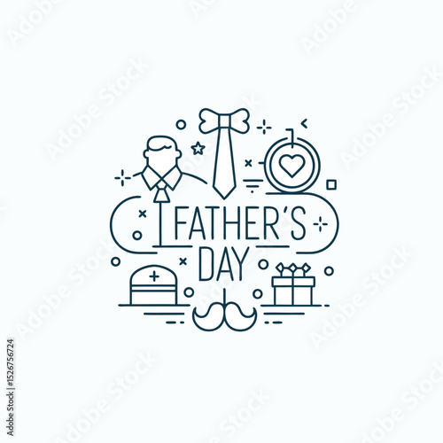 Out line vector icon of wishes father's day on white background in Adobe Illustrator Artwork