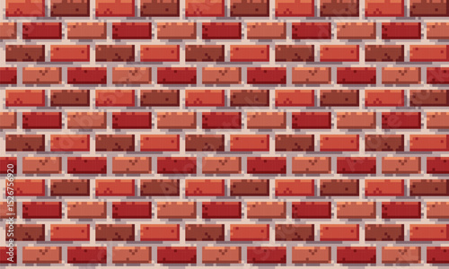Stone brick castle wall pixel art background. Ancient old masonry 8 bit banner. Game development, mobile app template. Backdrop vector illustration.	
