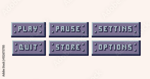Key buttons pixel art set. Interface bar collection. Computer panel 8 bit sprite. Game development, mobile app. Isolated vector illustration.	