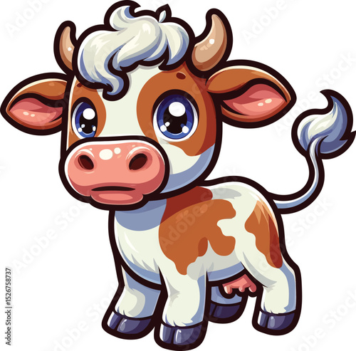 a  cute and frendly baby Cow vector illustrsion