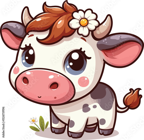 a  cute and frendly baby Cow vector illustrsion