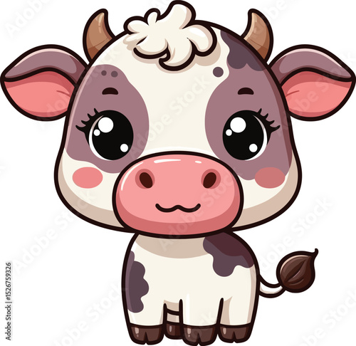 a  cute and frendly baby Cow vector illustrsion