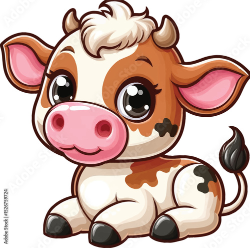 a  cute and frendly baby Cow vector illustrsion
