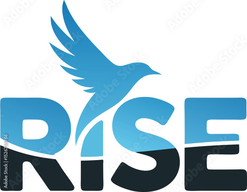 Blue Bird Rise word typography text logo