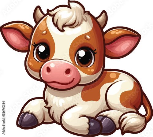 a  cute and frendly baby Cow vector illustrsion