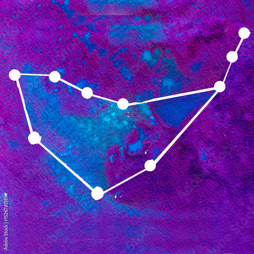 Astrology sign Capricorn on blue watercolor background. . Zodiac constellation and part of zodiacal system and ancient calendar Constellations and stars Hand drawn template for astrology design, cards