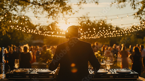 Sunset DJ Event Silhouette Warm Golden Hour Party Music Festival