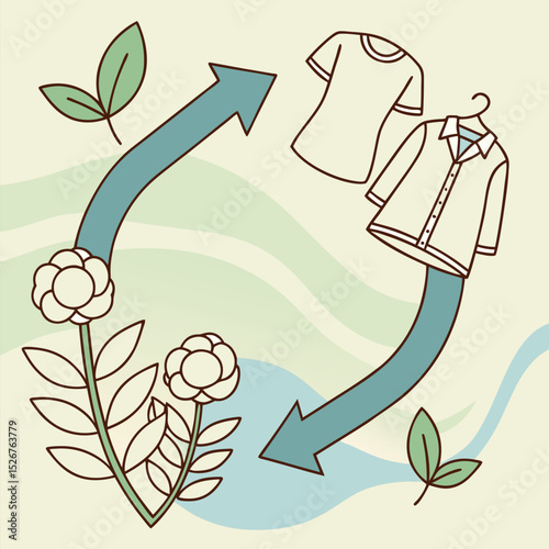 Eco-Friendly Vector Illustration of Sustainable Clothing Lifecycle Loop  