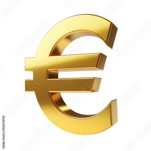 3d golden euro symbol isolated on transparent background
