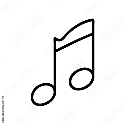 Music note icon in minimalist style, black outline, transparent background