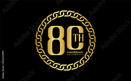 80th anniversary celebration background. with gold number