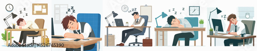 vector character sleeping on desk