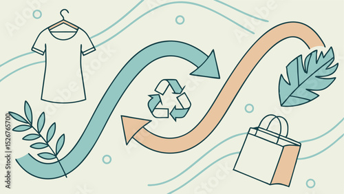 Soft Blues Vector Illustration of Environmental Fashion Responsibility  