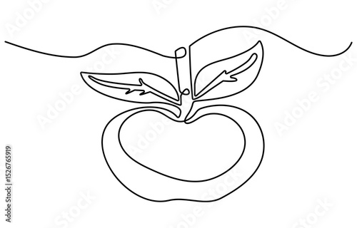 Apple fruit continuous line. Continuous one line drawing apple fruit. Fresh apple concept. single line drawing