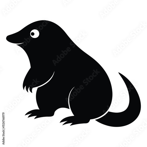 Adorable cartoon mole silhouette illustration