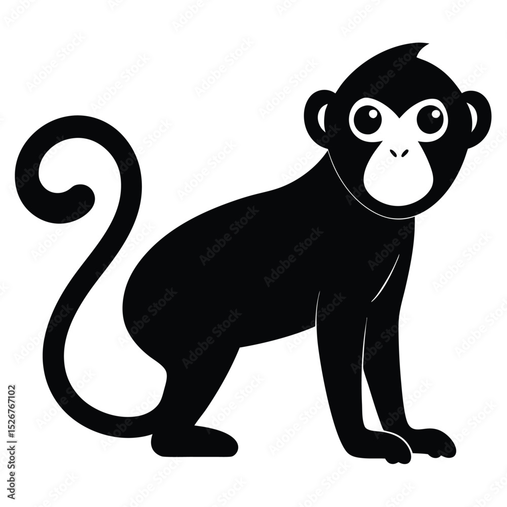 Fototapeta premium Adorable cartoon monkey silhouette design illustration