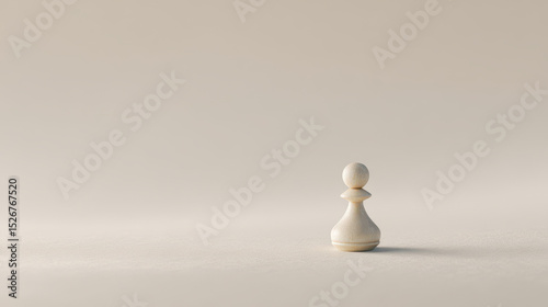 vertical chess pawn on empty chessboard symbolizing uncertainty in game