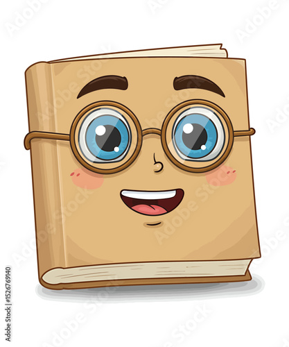 A Happy Book Character Wearing Glasses Smiles Brightly