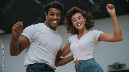 Rock and Roll Baking Fun with Energetic Couple photo