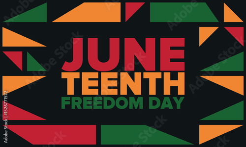 Juneteenth Independence Day. Freedom or Emancipation day. Annual american holiday, celebrated in June 19. African-American history and heritage. Poster, greeting card, banner and background. Vector
