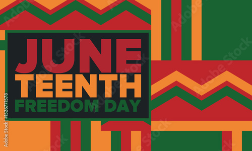 Juneteenth Independence Day. Freedom or Emancipation day. Annual american holiday, celebrated in June 19. African-American history and heritage. Poster, greeting card, banner and background. Vector