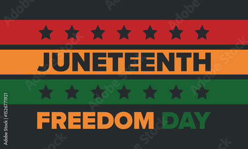Juneteenth Independence Day. Freedom or Emancipation day. Annual american holiday, celebrated in June 19. African-American history and heritage. Poster, greeting card, banner and background. Vector