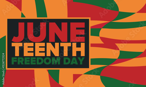 Juneteenth Independence Day. Freedom or Emancipation day. Annual american holiday, celebrated in June 19. African-American history and heritage. Poster, greeting card, banner and background. Vector