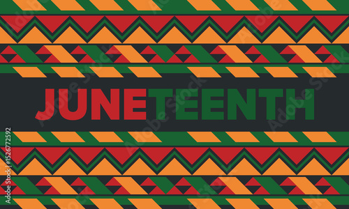 Juneteenth Independence Day. Freedom or Emancipation day. Annual american holiday, celebrated in June 19. African-American history and heritage. Poster, greeting card, banner and background. Vector