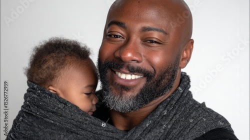 Photograph of a Black man with a bald head and short beard, smiling and wearing an all-black outfit. 