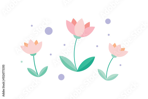 Ethereal Floating Flowers Serene Dreamy Imagery with Weightless Blooms vector art illustration