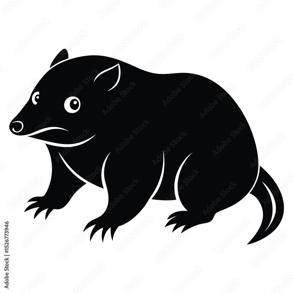 Fototapeta premium Black silhouette of a cute bandicoot animal