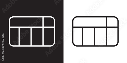 Table layout icon . Web excel data table icon in spreadsheet database chart icon. Vector illustration. isolated on white and black background eps10