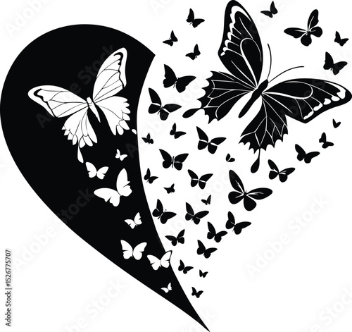 Black and white butterfly vector illustration for nature pattern design