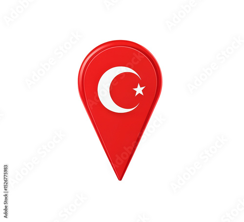 Red map pin with crescent and star symbol on black background Free Download Red map pin with crescent and star symbol on black background - GFXLoad