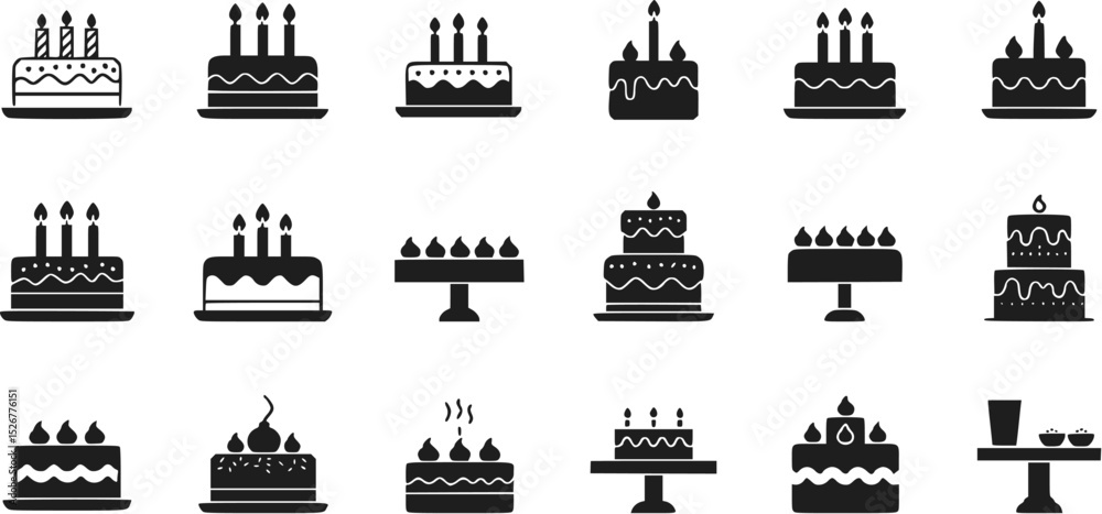 Naklejka premium Cake Icons Vector Set
