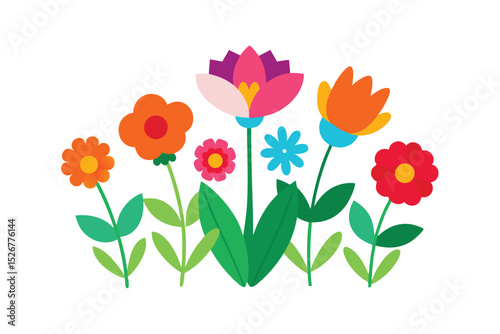 Vibrant Garden Flowers Colorful Nature Scene with Blooming Beauty vector art illustration