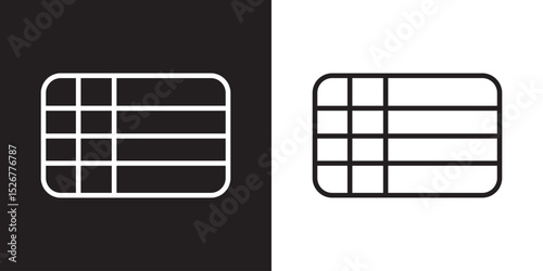 Table layout icon . Web excel data table icon in spreadsheet database chart icon. Vector illustration. isolated on white and black background eps10