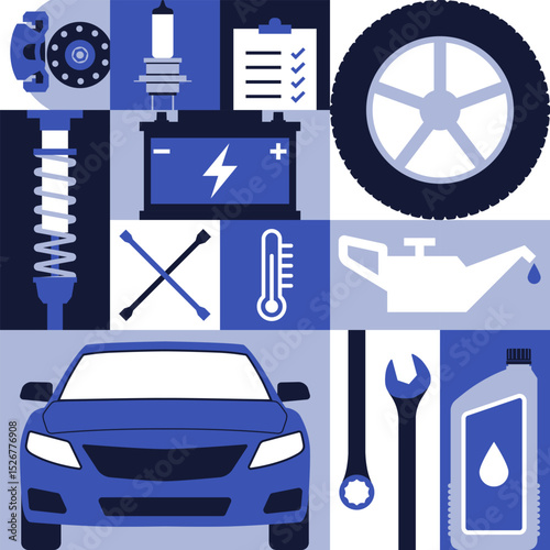 Car maintenance and repair geometric background