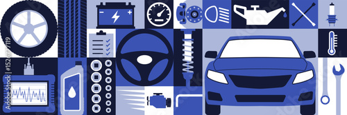 Car maintenance and repair geometric background