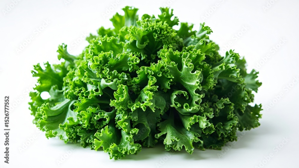 Fototapeta premium Fresh Green Lettuce with Frilled Edges on White Background