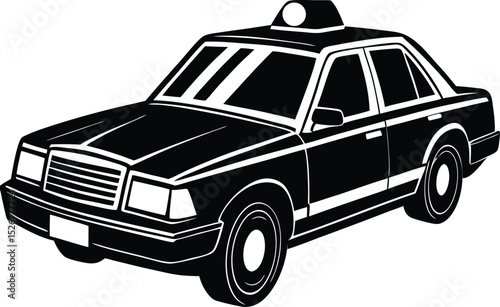 Side View of a Classic Police Vehicle in Black and White
