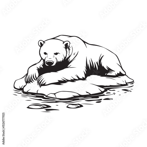 Polar Bear Resting On Floating Iceberg Image Vector Isolated on white background.