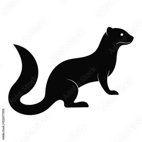 Black silhouette of a weasel sitting down
