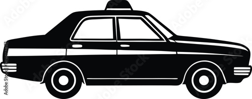 Classic Taxi Cab Silhouette in Clean Vector Style