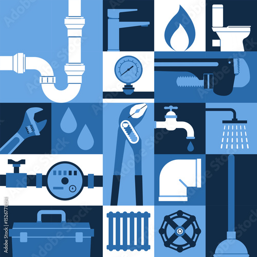 Professional plumbing services geometric background